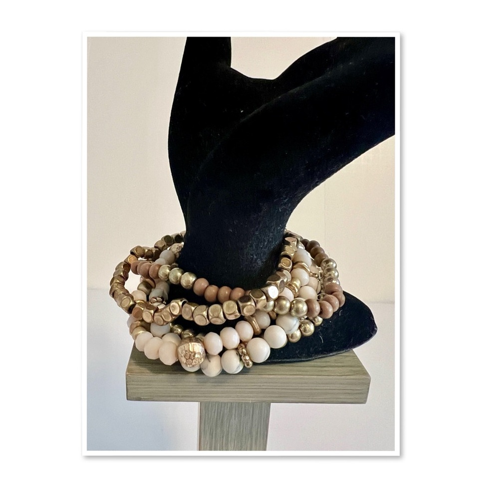 Five Beaded Stackable Bracelets - image 2